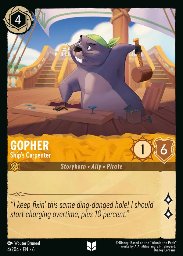 Castor - Carpentiere della Nave — Disney Lorcana Personaggio card from Azurite Sea