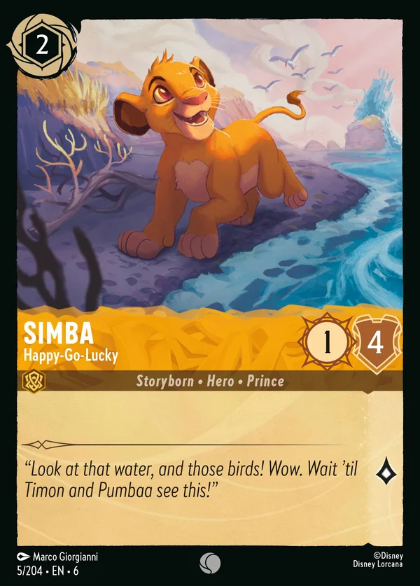 Simba - Spensierato — Disney Lorcana Personaggio card from Azurite Sea