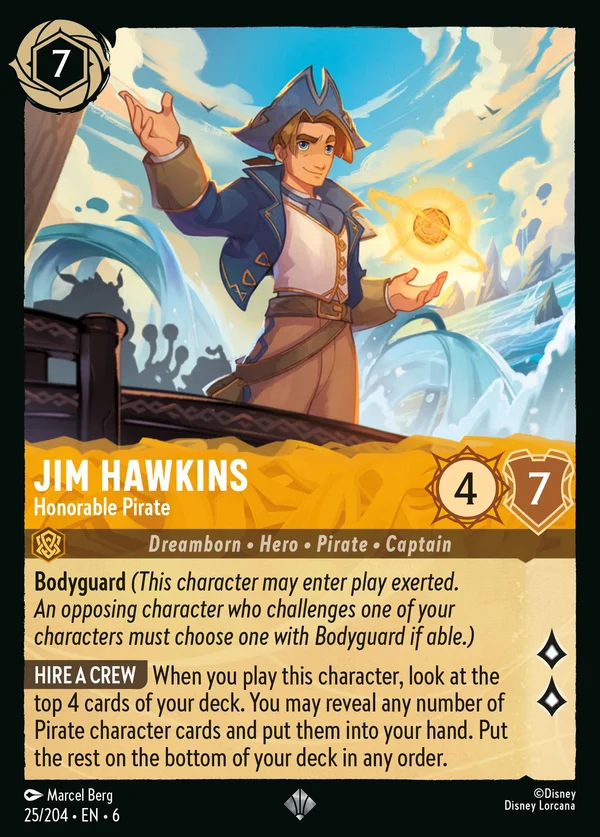 Jim Hawkins - Pirata Onorevole — Disney Lorcana Personaggio card from Azurite Sea
