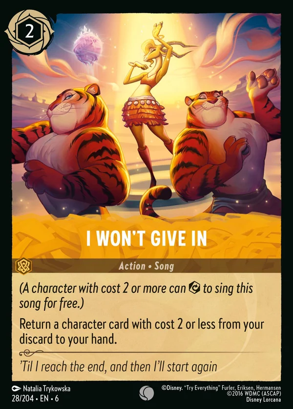 I Won't Give In — Disney Lorcana Azione card from Azurite Sea