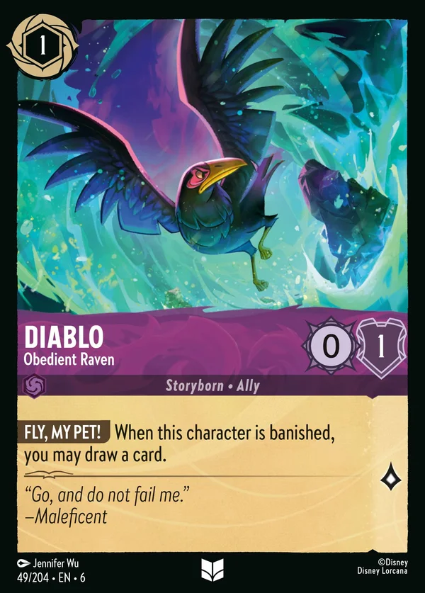 Diablo - Corvo Obbediente — Disney Lorcana Personaggio card from Azurite Sea