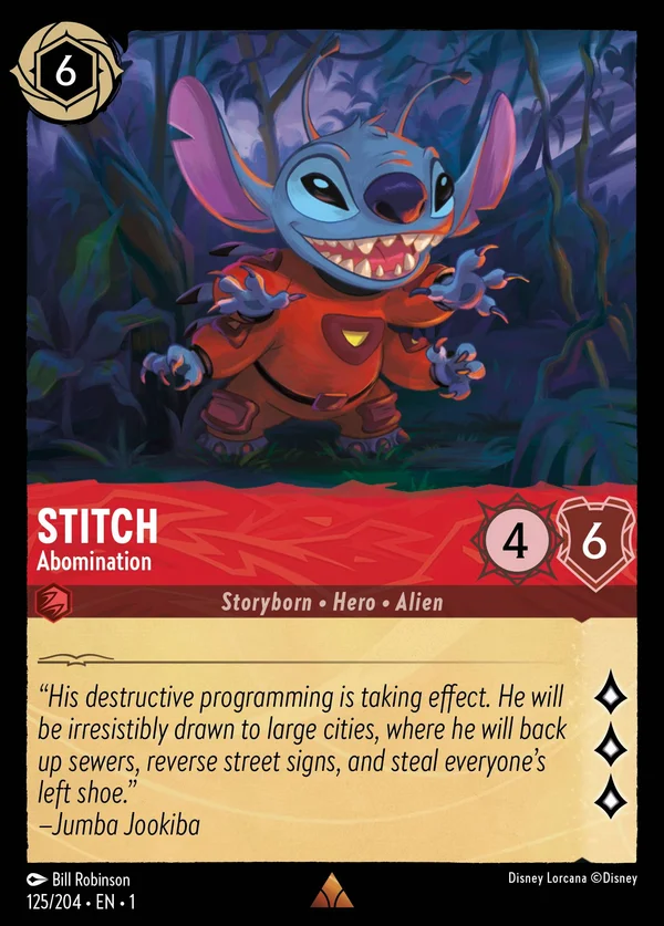 Stitch - Abomination — Disney Lorcana Character card from The First Chapter