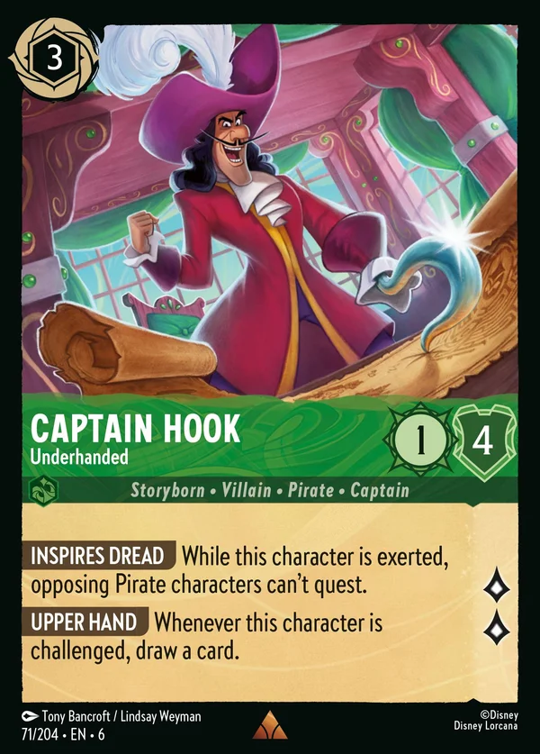 Capitan Uncino - Subdolo — Disney Lorcana Personaggio card from Azurite Sea