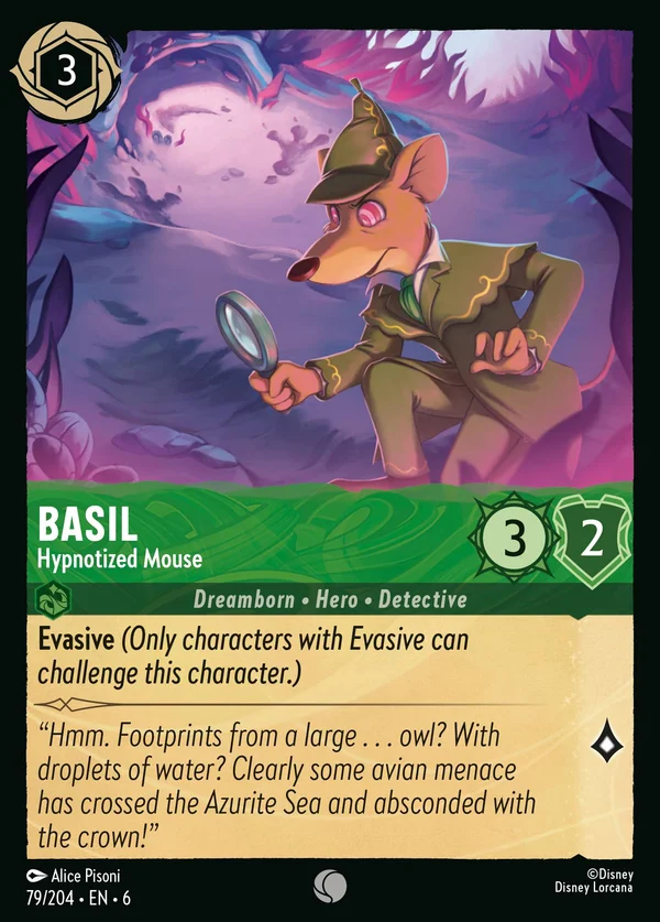 Basil - Topo Ipnotizzato — Disney Lorcana Personaggio card from Azurite Sea