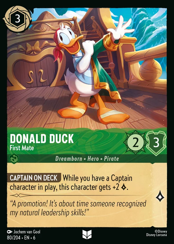 Paperino - Primo Ufficiale — Disney Lorcana Personaggio card from Azurite Sea