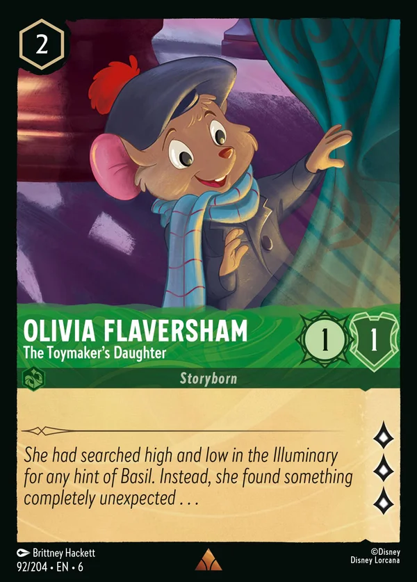 Olivia Flaversham - Figlia del Fabbricante di Giocattoli — Disney Lorcana Personaggio card from Azurite Sea