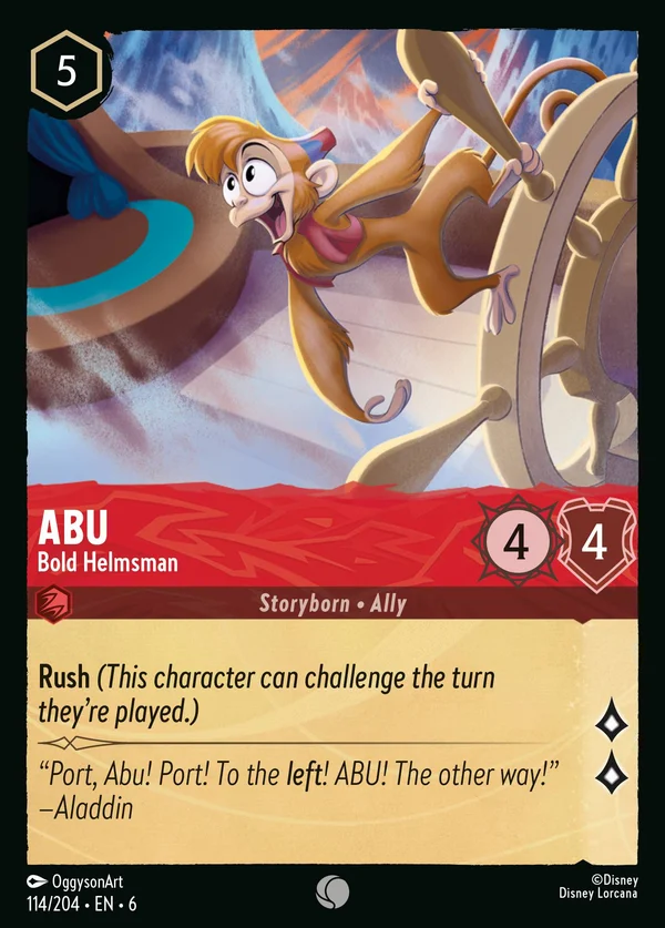 Abu - Timoniere Audace — Disney Lorcana Personaggio card from Azurite Sea