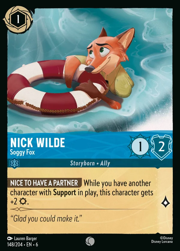 Nick Wilde - Volpe Inzuppata — Disney Lorcana Personaggio card from Azurite Sea
