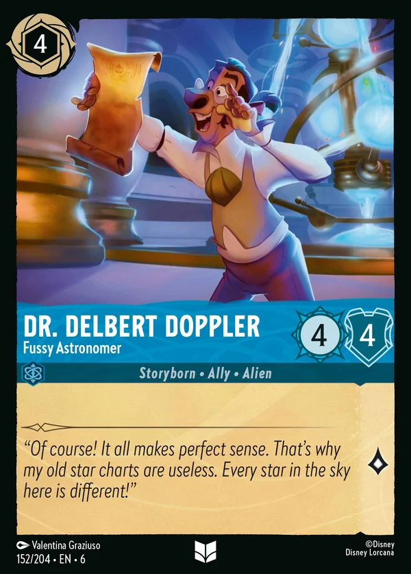 Dr. Delbert Doppler - Astronomo Pignolo — Disney Lorcana Personaggio card from Azurite Sea