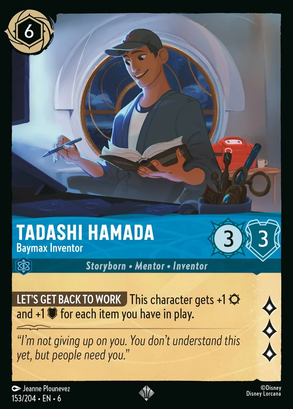 Tadashi Hamada - Inventore di Baymax — Disney Lorcana Personaggio card from Azurite Sea
