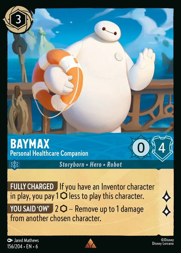 Baymax - Operatore Sanitario Personale — Disney Lorcana Personaggio card from Azurite Sea