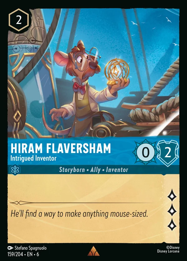 Hiram Flaversham - Inventore Incuriosito — Disney Lorcana Personaggio card from Azurite Sea