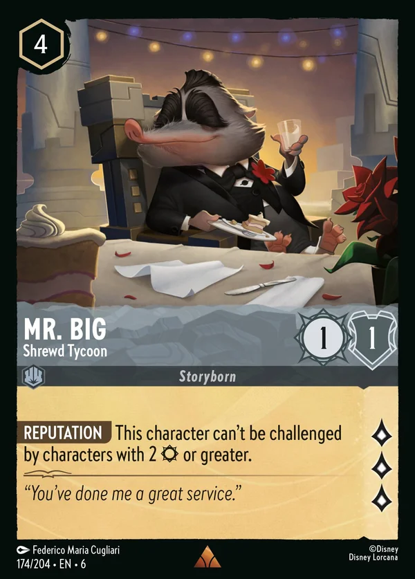 Mr. Big - Scaltro Magnate — Disney Lorcana Personaggio card from Azurite Sea