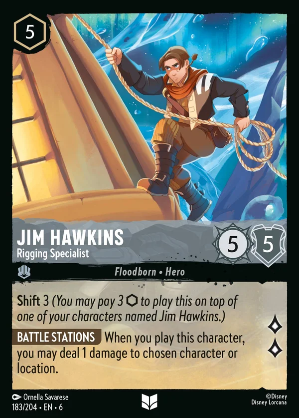 Jim Hawkins - Specialista del Sartiame — Disney Lorcana Personaggio card from Azurite Sea