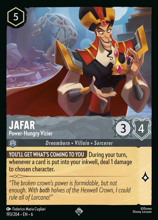 Jafar - Visir Assetato di Potere — Disney Lorcana Personaggio card from Azurite Sea