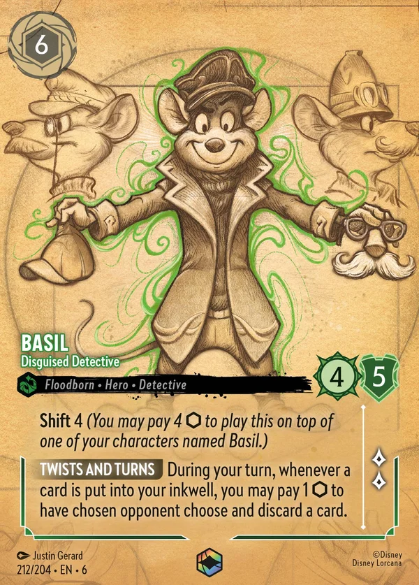 Basil - Detective Camuffato — Disney Lorcana Personaggio card from Azurite Sea