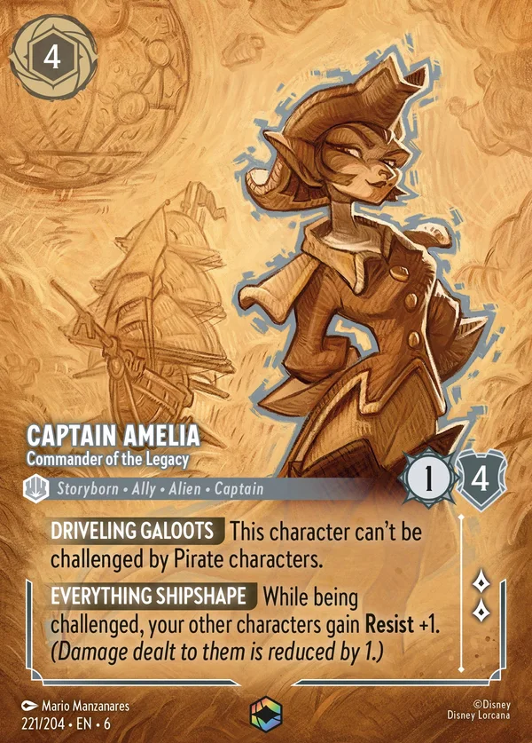 Capitano Amelia - Comandante della Legacy — Disney Lorcana Personaggio card from Azurite Sea
