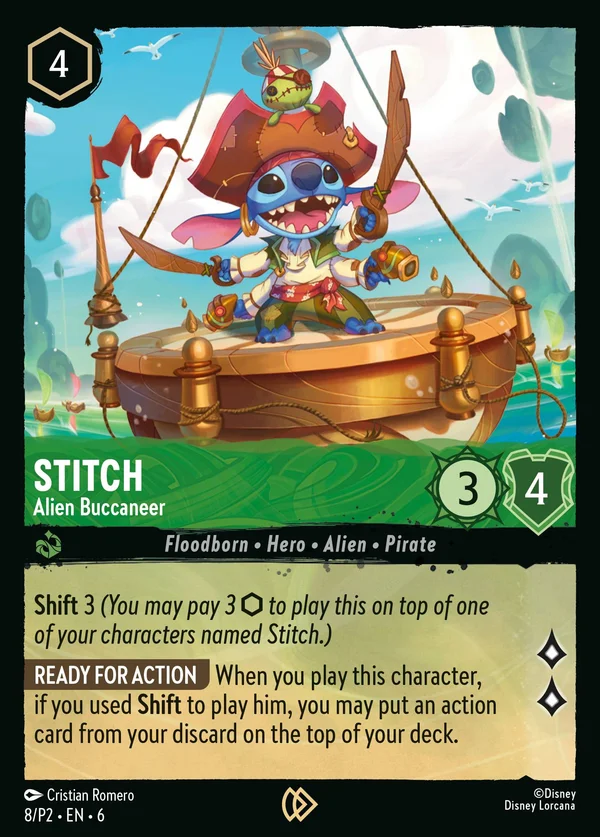 Stitch - Bucaniere Alieno — Disney Lorcana Personaggio card from Azurite Sea