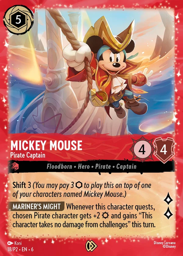 Mickey Mouse - Pirate Captain — Disney Lorcana Character card from Azurite Sea