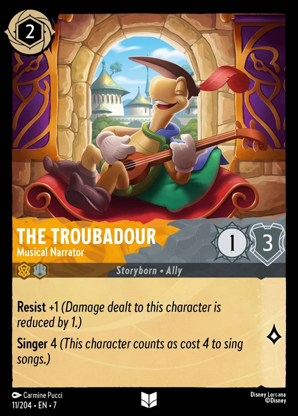 The Troubadour - Musical Narrator — Disney Lorcana Character card from Archazia's Island