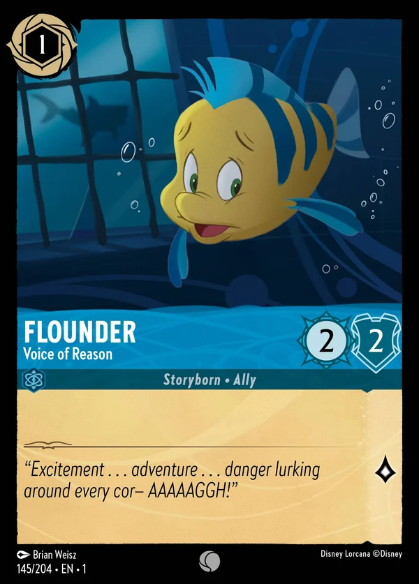Flounder - Voce della Ragione — Disney Lorcana Personaggio card from The First Chapter