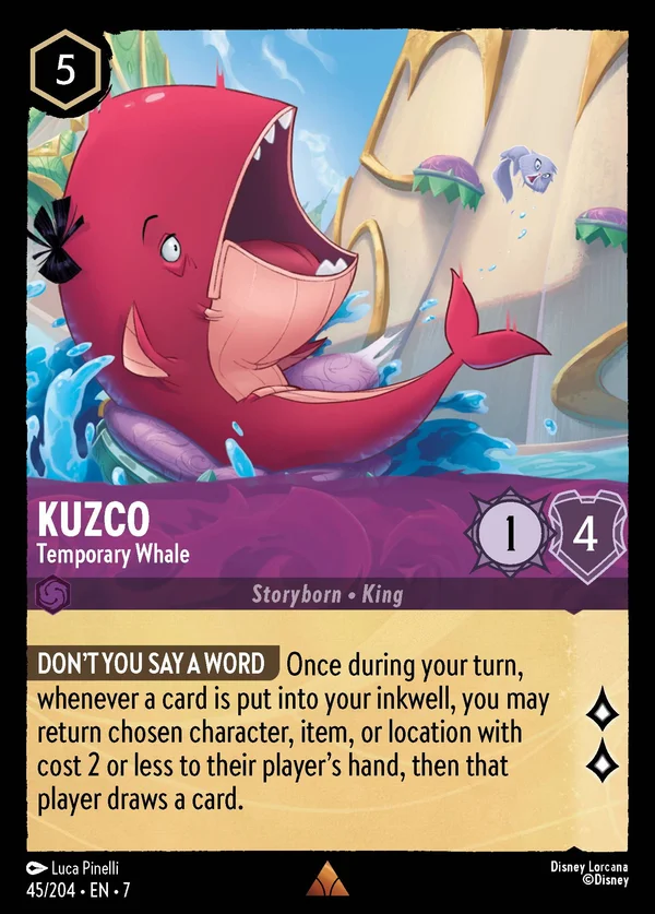 Kuzco - Balena per Poco — Disney Lorcana Personaggio card from Archazia's Island