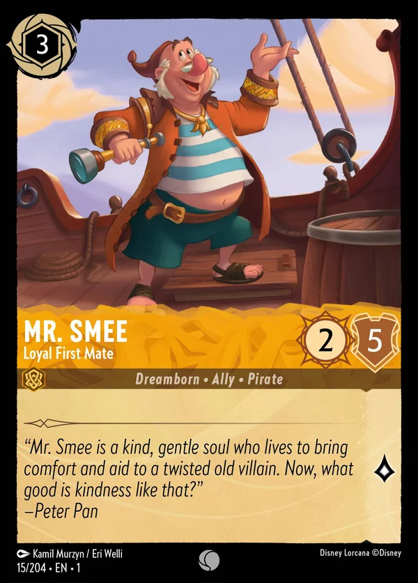 Mr. Smee - Loyal First Mate — Disney Lorcana Character card from The First Chapter