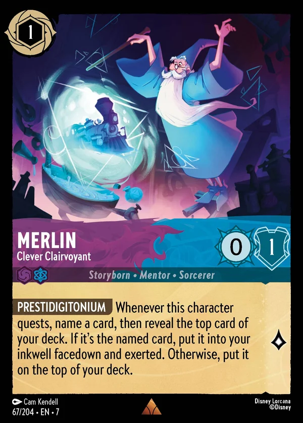 Merlin - Clever Clairvoyant — Disney Lorcana Character card from Archazia's Island