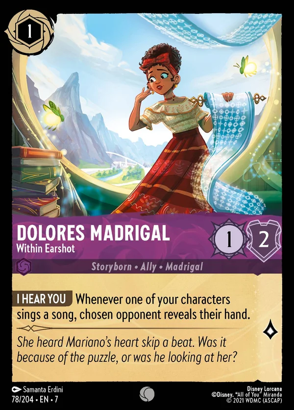 Dolores Madrigal - A Portata di Orecchio — Disney Lorcana Personaggio card from Archazia's Island