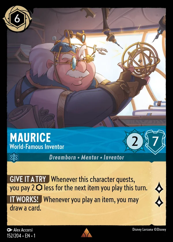 Maurice - World-Famous Inventor — Disney Lorcana Character card from The First Chapter