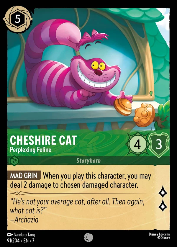 Cheshire Cat - Perplexing Feline — Disney Lorcana Character card from Archazia's Island