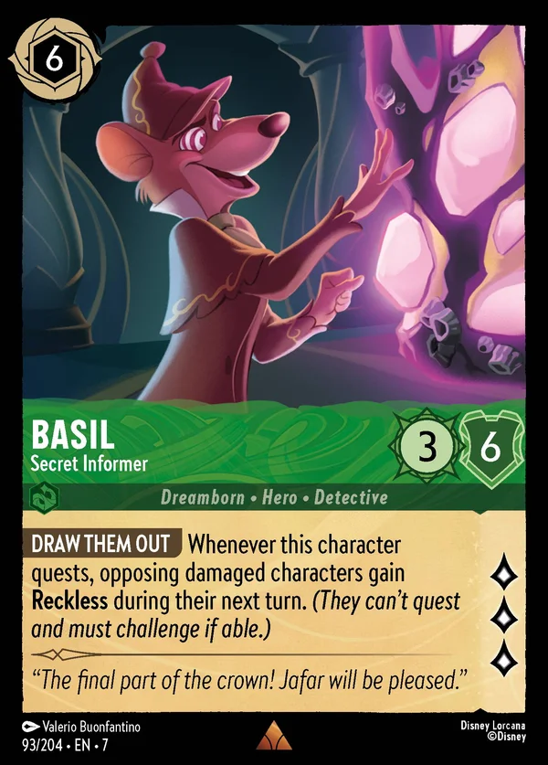 Basil - Informatore Segreto — Disney Lorcana Personaggio card from Archazia's Island