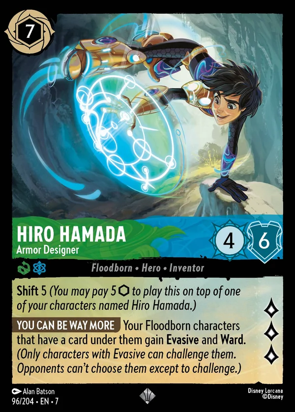 Hiro Hamada - Proggettista di Armature — Disney Lorcana Personaggio card from Archazia's Island