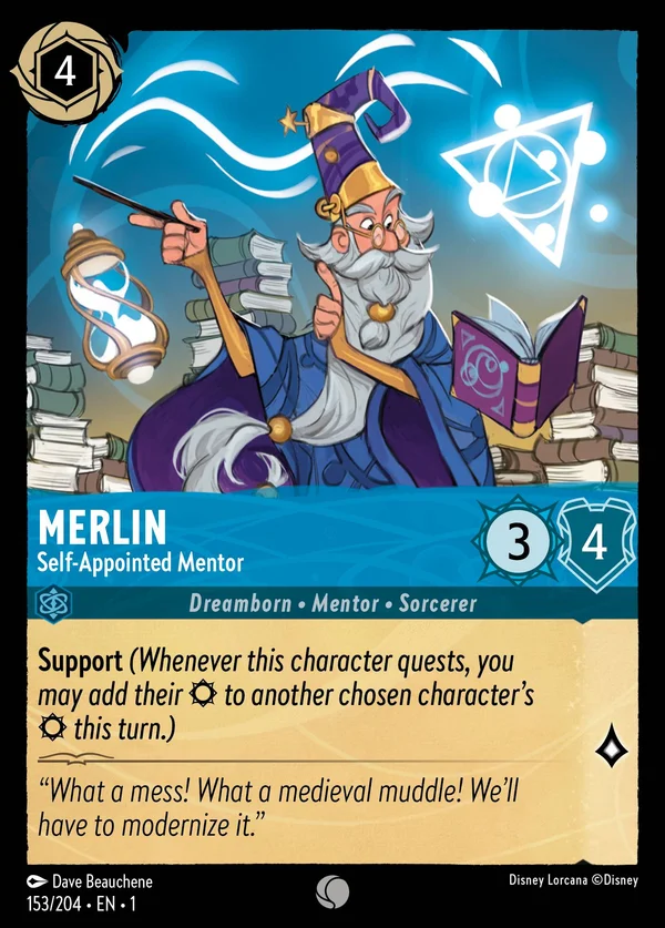 Merlin - Self-Appointed Mentor — Disney Lorcana Character card from The First Chapter