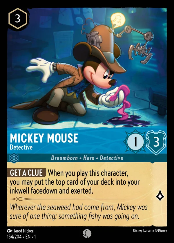 Mickey Mouse - Detective — Disney Lorcana Character card from The First Chapter