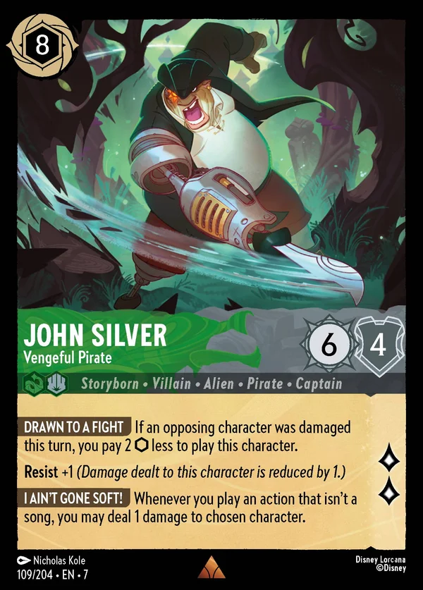 John Silver - Pirata Vendicativo — Disney Lorcana Personaggio card from Archazia's Island