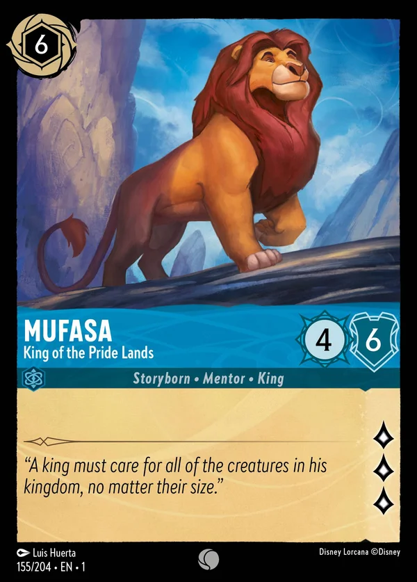 Mufasa - King of the Pride Lands — Disney Lorcana Character card from The First Chapter