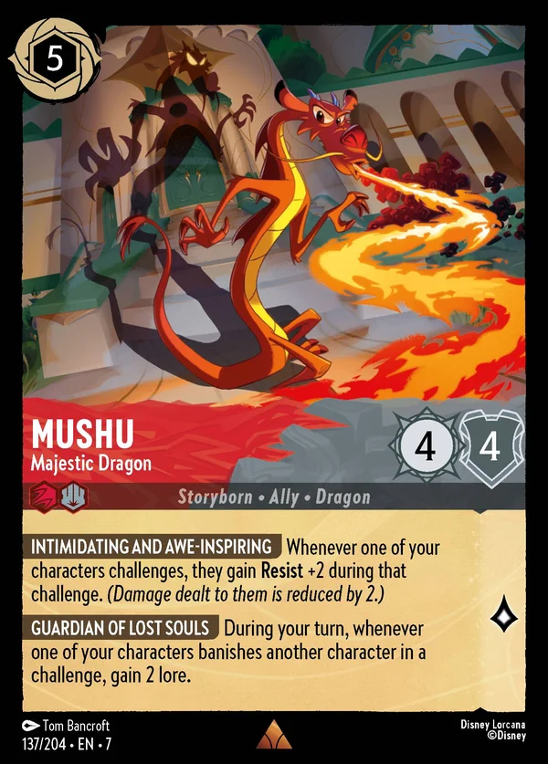 Mushu - Maestoso Drago — Disney Lorcana Personaggio card from Archazia's Island