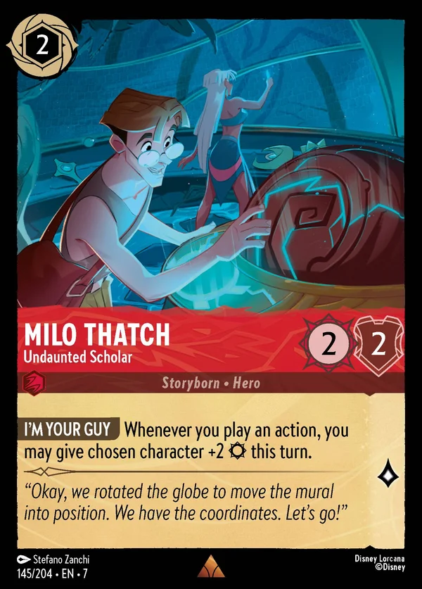 Milo Thatch - Studioso Imperterrito — Disney Lorcana Personaggio card from Archazia's Island