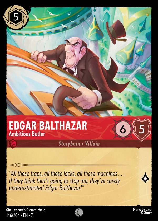 Edgar Balthazar - Ambitious Butler — Disney Lorcana Character card from Archazia's Island