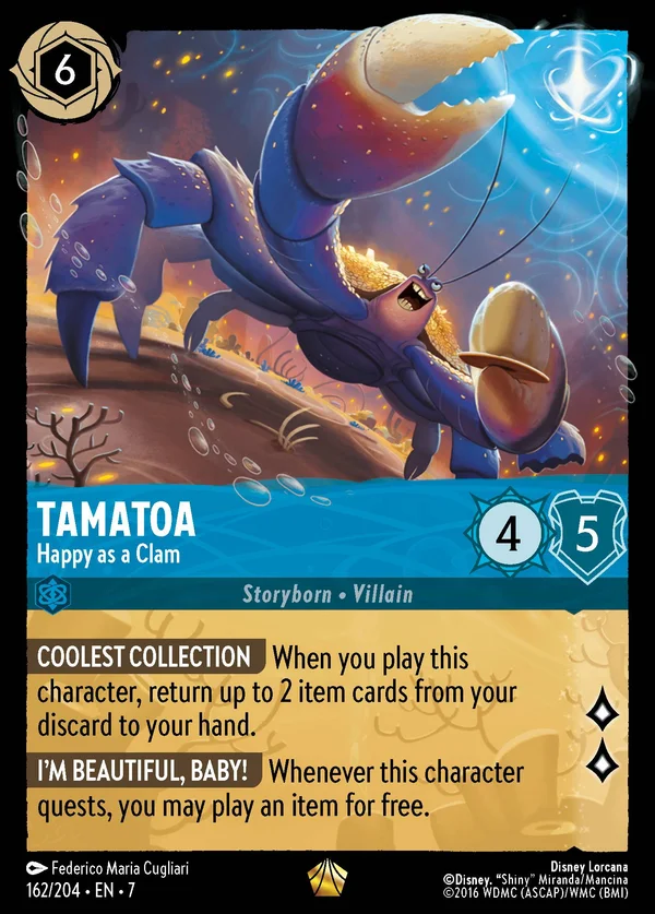 Tamatoa - Fama Trovata — Disney Lorcana Personaggio card from Archazia's Island