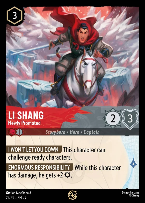 Li Shang - Appena Promosso — Disney Lorcana Personaggio card from Archazia's Island