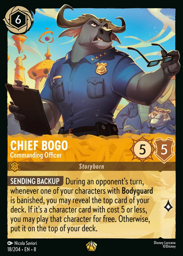Chief Bogo - Commanding Officer — Disney Lorcana Character card from The Reign of Jafar