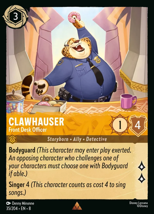 Clawhauser - Front Desk Officer — Disney Lorcana Character card from The Reign of Jafar