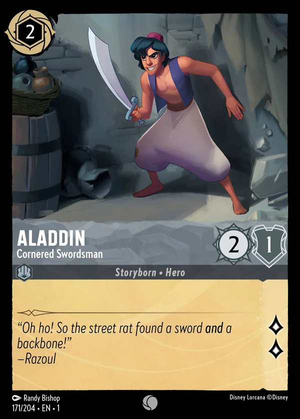 Aladdin - Cornered Swordsman — Disney Lorcana Character card from The First Chapter