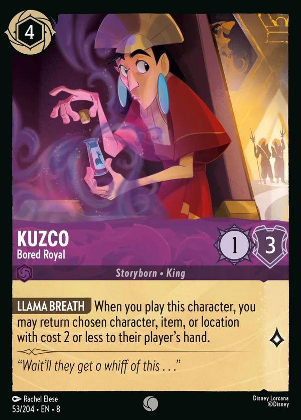 Kuzco - Reale Annoiato — Disney Lorcana Personaggio card from The Reign of Jafar