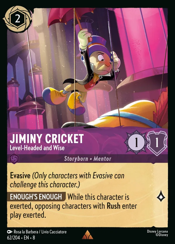 Grillo Parlante - Equilibrato e Saggio — Disney Lorcana Personaggio card from The Reign of Jafar