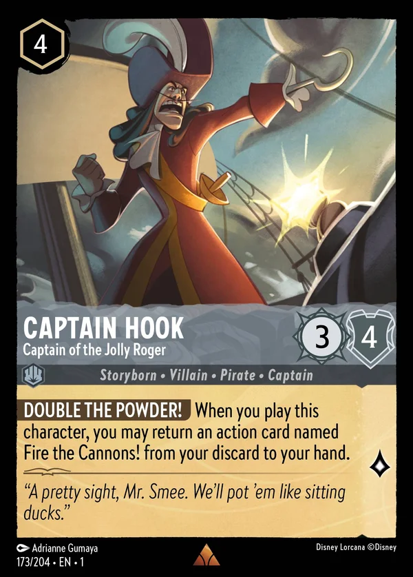 Captain Hook - Captain of the Jolly Roger — Disney Lorcana Character card from The First Chapter