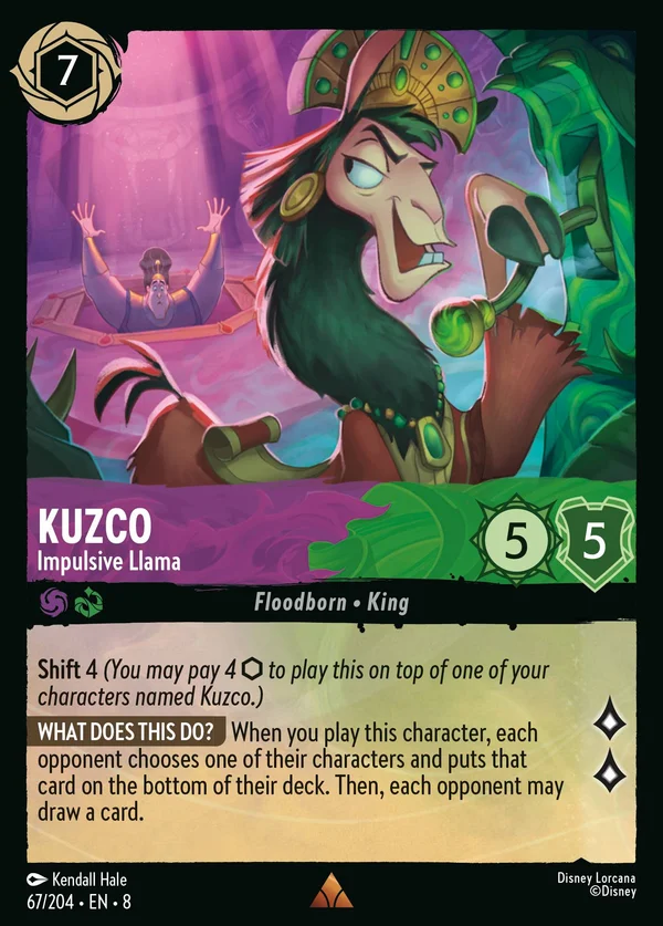 Kuzco - Lama Impulsivo — Disney Lorcana Personaggio card from The Reign of Jafar