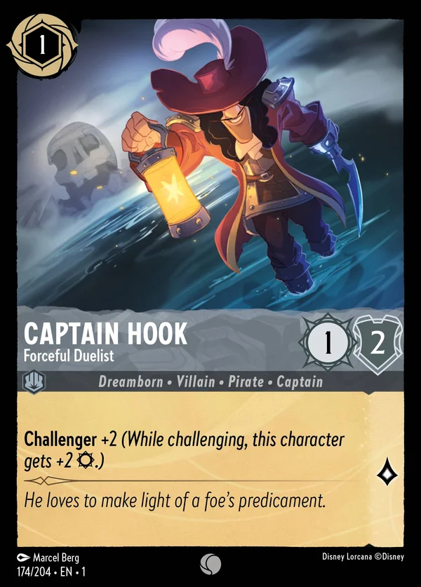 Captain Hook - Forceful Duelist — Disney Lorcana Character card from The First Chapter